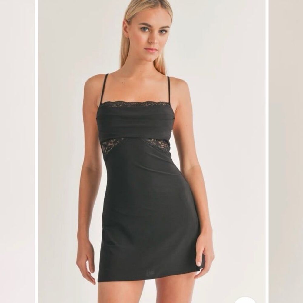 Klesis Lace Detail Spaghetti Strap Mini Dress